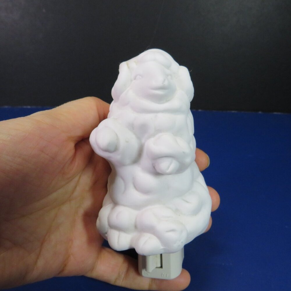 Porcelain Sheep Cloud Night Light on off switch matte finish 4" tall